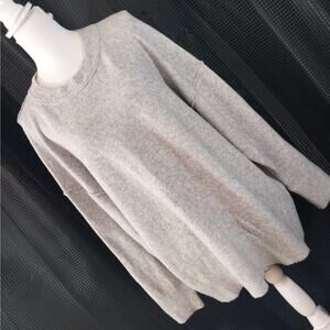 AERIE! ASH GRAY MARLED KNIT, OVERSIZED AND CUDDLY CREW NECK SWEATER! SZ L
